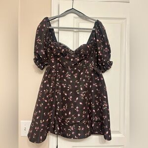 NWT Anthropologie Black Floral Puff Sleeve Babydoll Dress